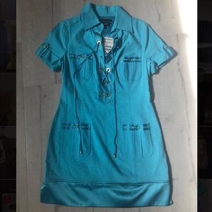 bebe Dresses - Beautiful Light Blue Safari Dress bebe Dresses - Beautiful Light Blue Safari Dress